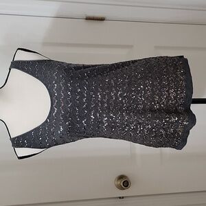 Loft Size S Dark Gray Tank Top with Sequin Stripes, Excellent Used Condition